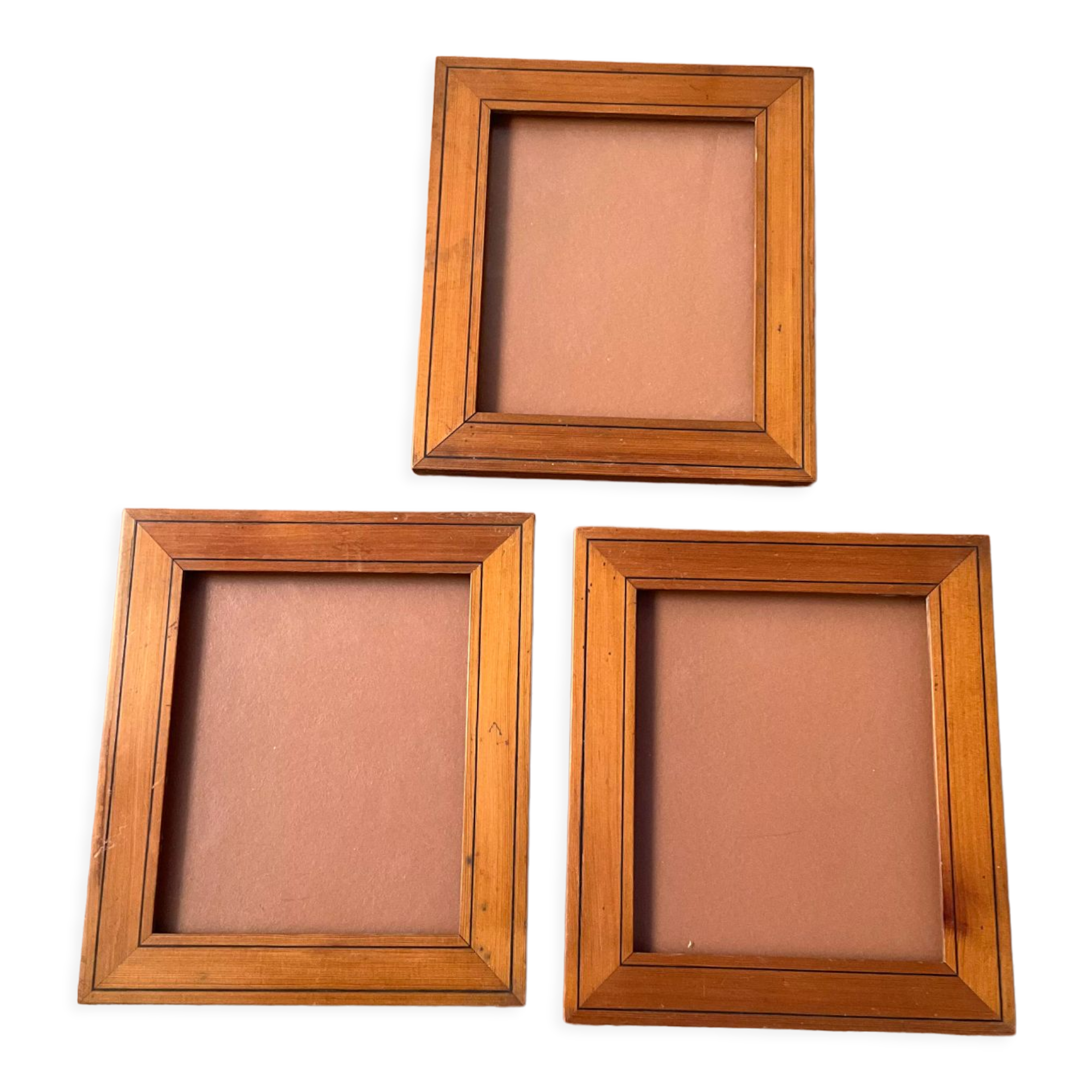 Set of 3 small old wooden frames