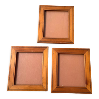 Set of 3 small old wooden frames