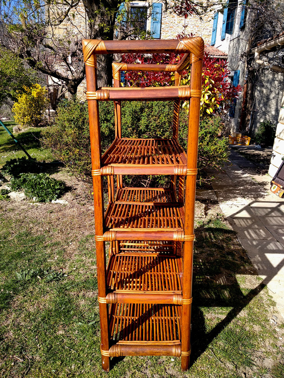 Bamboo and rattan shelf