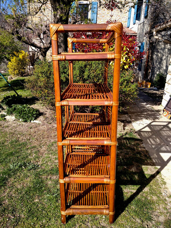 Etagere en bambou et rotin