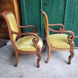 Pair of armchairs with mahogany restoration of the XlX th century