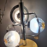 Pendant lamp, chandelier, chrome and Murano glass, Mazzega, Italy, 1960-70