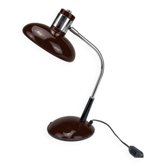 Lampe de bureau chrome et métal chocolat vintage