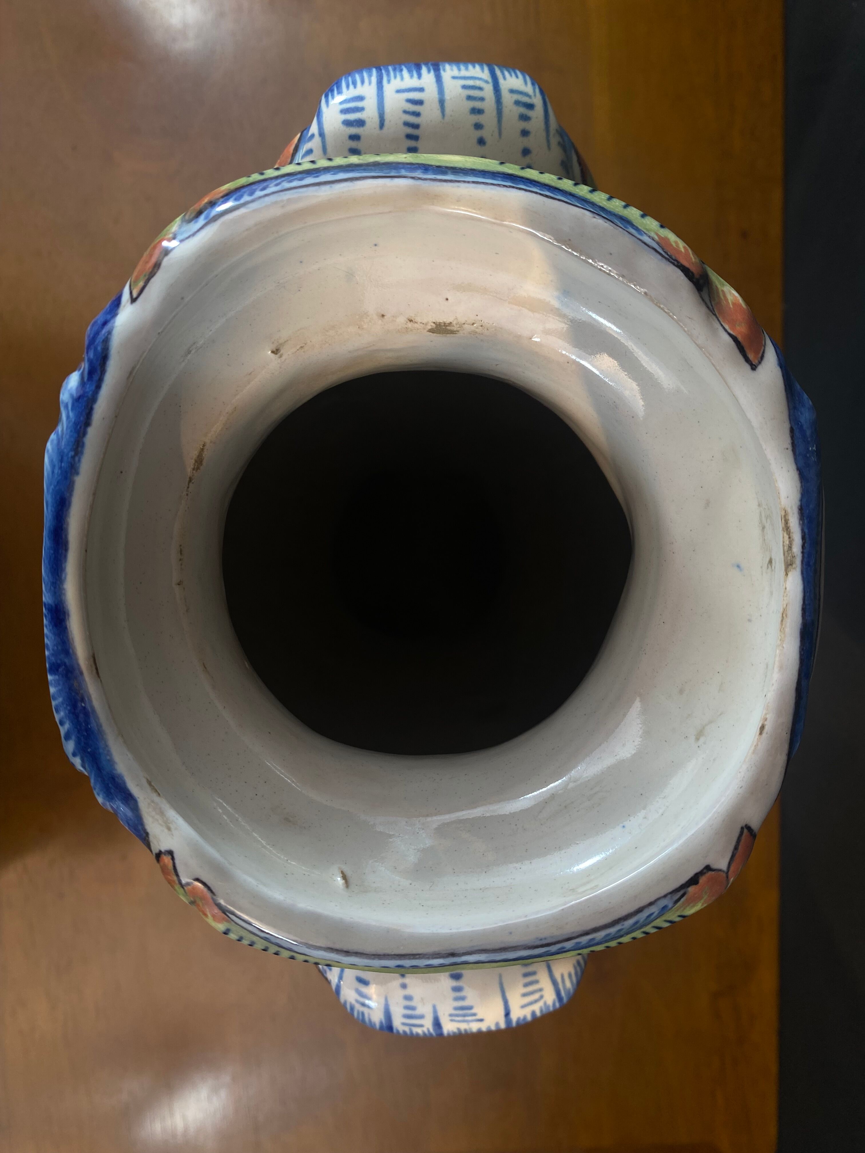 Pair of Desvres vases, signed Jules Verlingue, 1900