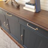 Pièce unique, Buffet/enfilade en bois massif 3 portes, 3 tiroir noir
