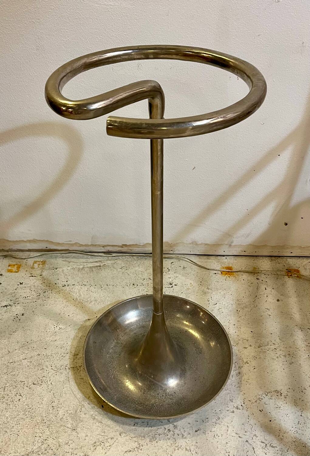 Modernist umbrella stand in chrome tube