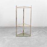Console d’angle rangement métal verre 70s vintage