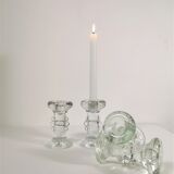 Set of four crystal glass candle holders by Staffan Gellerstedt for Pukeberg Glasbruk