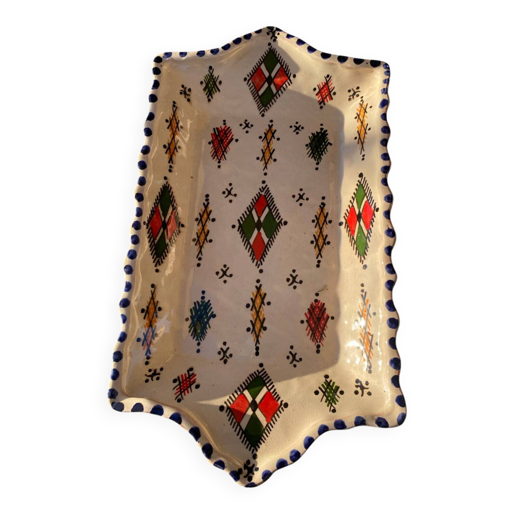 Hand-painted artisanal ceramic plate – vintage Berber decor