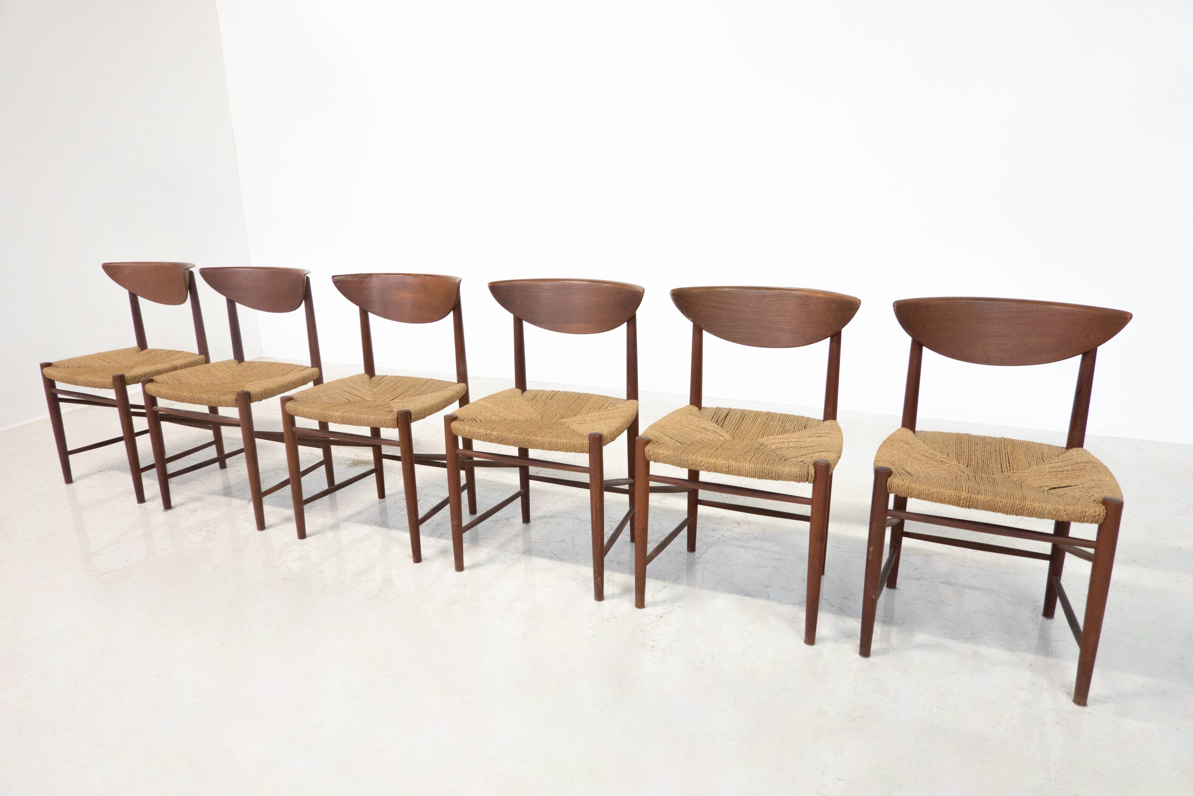 Mid-Century Set of 6 Chairs Model 316 by Peter Hvidt & Orla Mølgaard Nielsen for Søborg Møbelfabrik