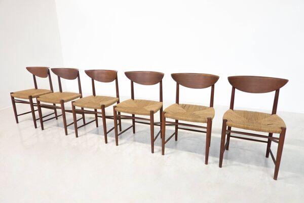Mid-Century Set of 6 Chairs Model 316 by Peter Hvidt & Orla Mølgaard Nielsen pour Søborg Møbelfabrik