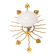 Applique mural italienne métal doré tulipe blanche et feuilles, vers 1970