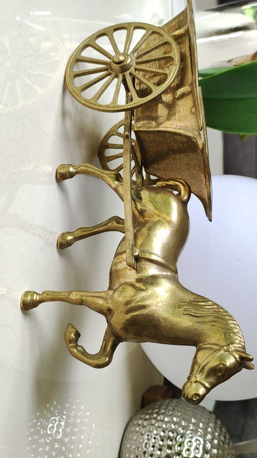 Figurine Cheval En Laiton Massif - 23 X 21 Cm - 1050 G - Sculpture Animalière Vintage
