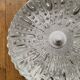 Antique ceiling light with transparent glass and white metal.