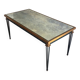 Table basse en acier patiné et doré dans le goût de Jacques Quinet
