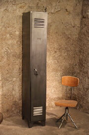 Ancien vestiaire d'usine 1 case sur pied design industriel
