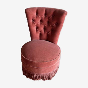 Fauteuil chauffeuse crapaud rose Mariette