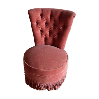 Fauteuil chauffeuse crapaud rose Mariette