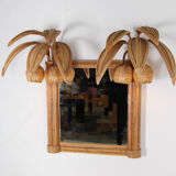 Lighted mirror in rattan 100x80cm