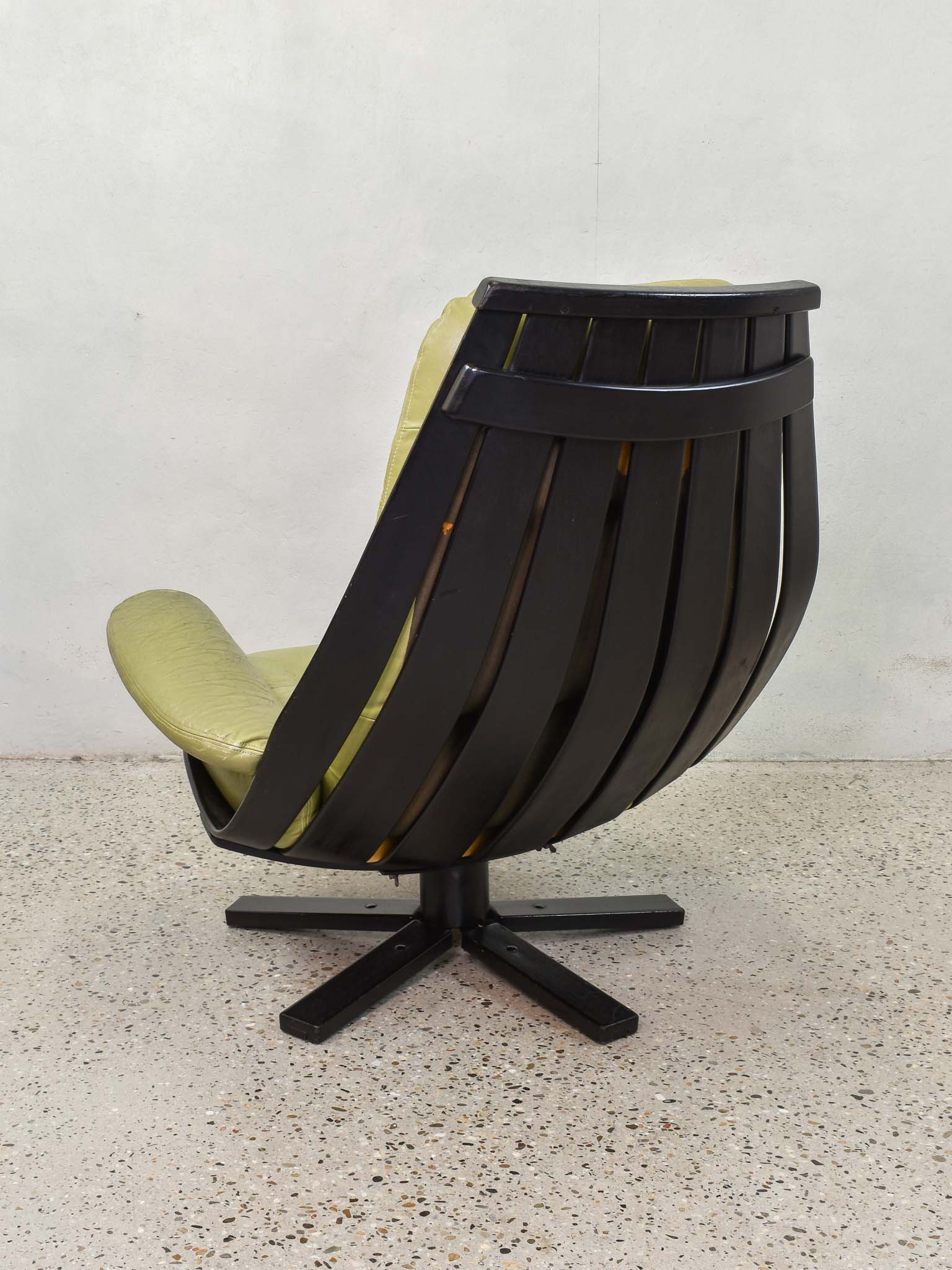 Leather swivel armchair