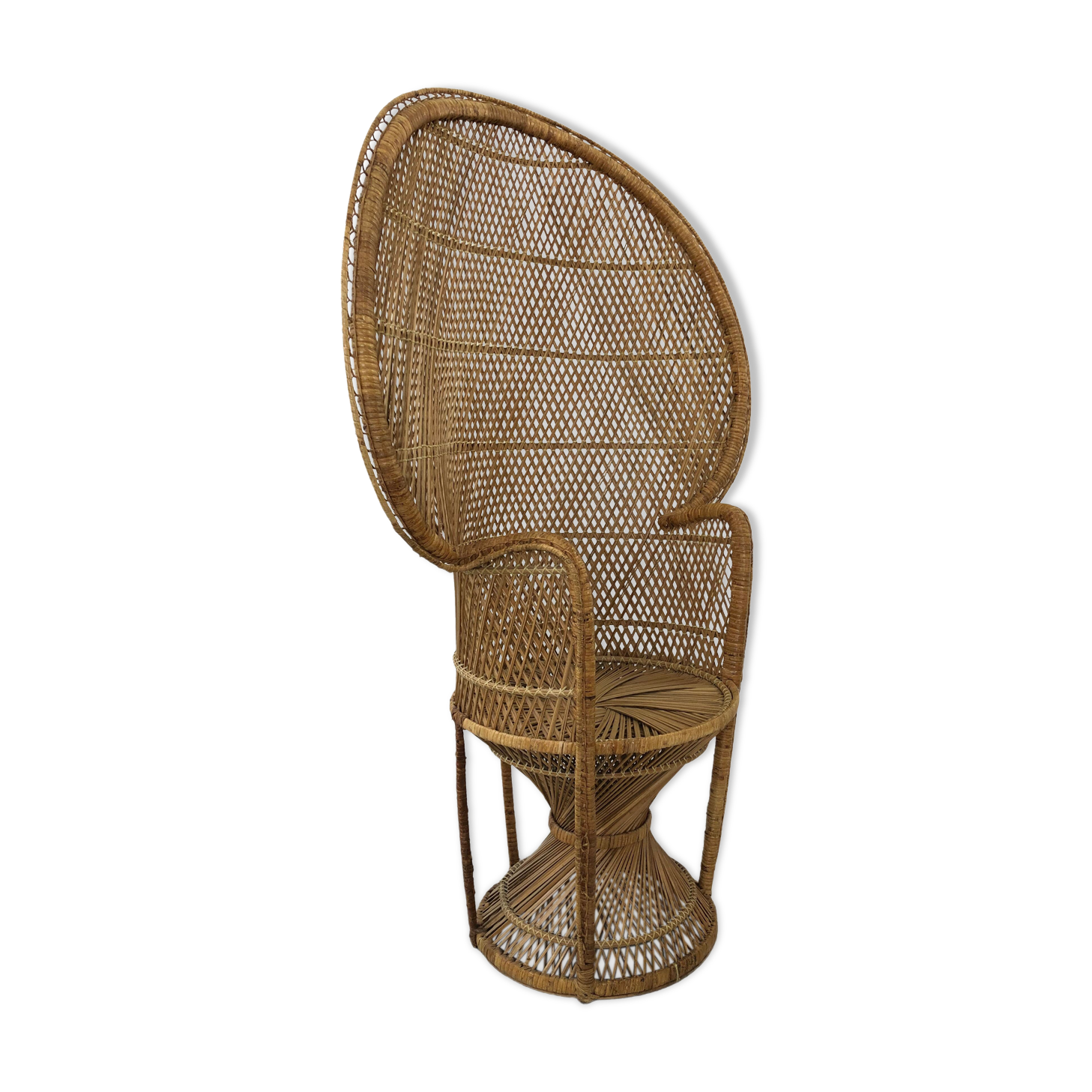 Vintage rattan and wicker peacock chair