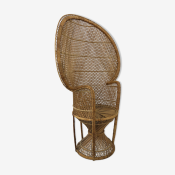 Vintage rattan and wicker peacock chair