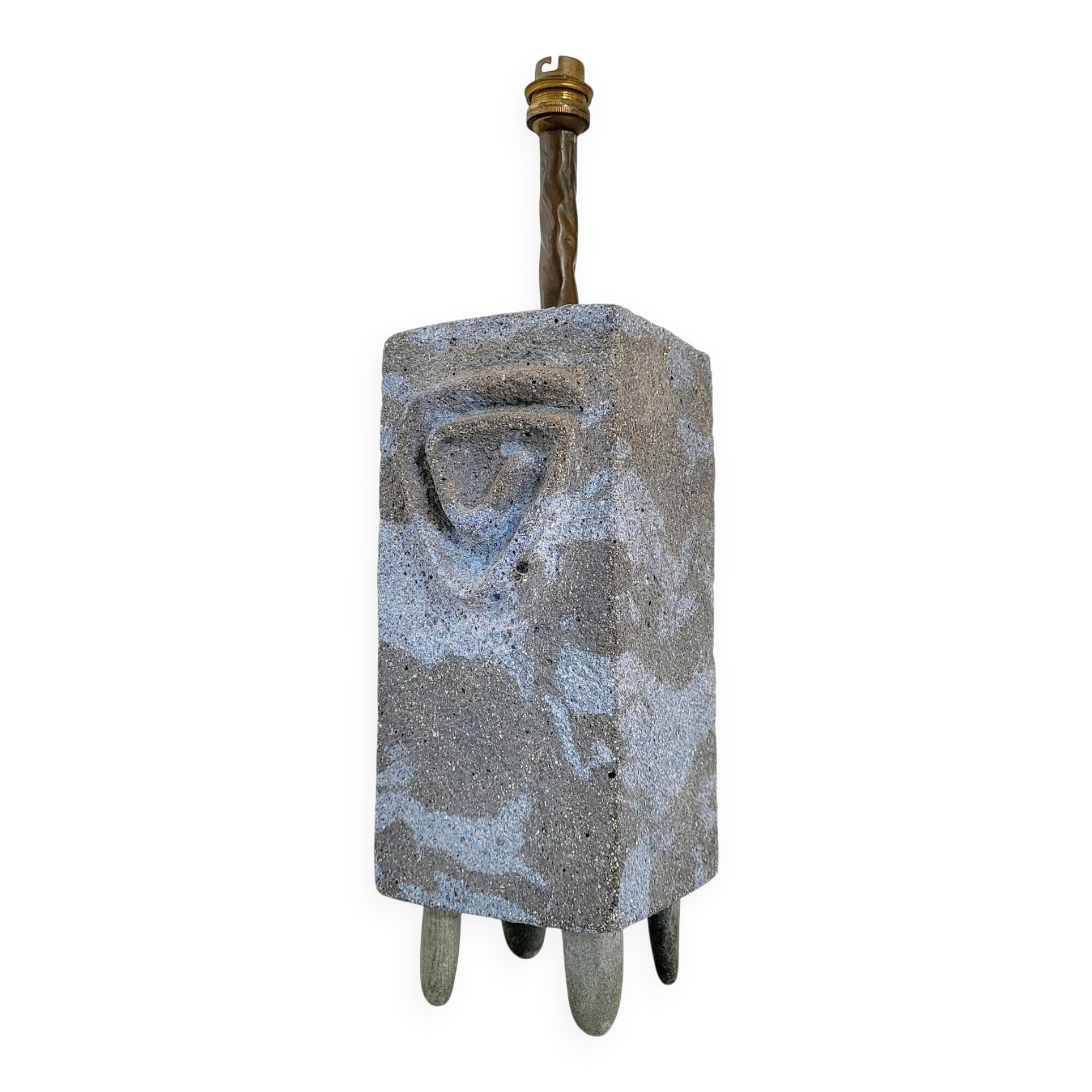 Vintage 1970s table lamp in cement & stones