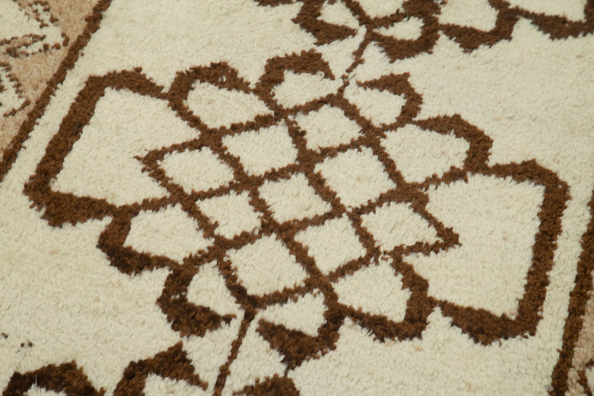 Handmade antique oriental beige runner rug 100 cm x 323 cm