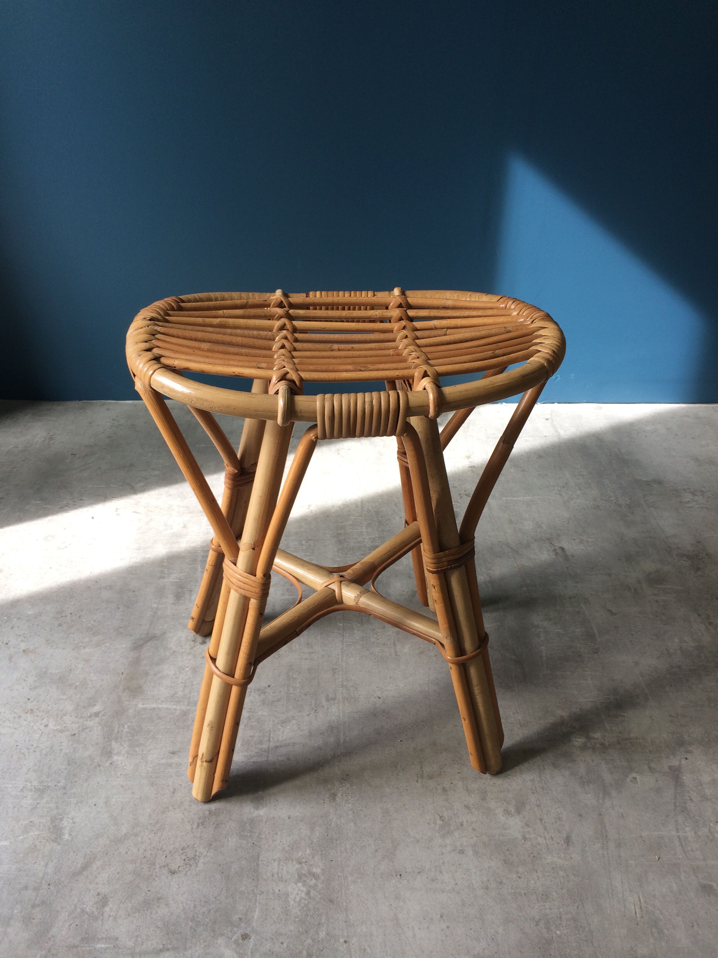 Old rattan hairdresser with stool