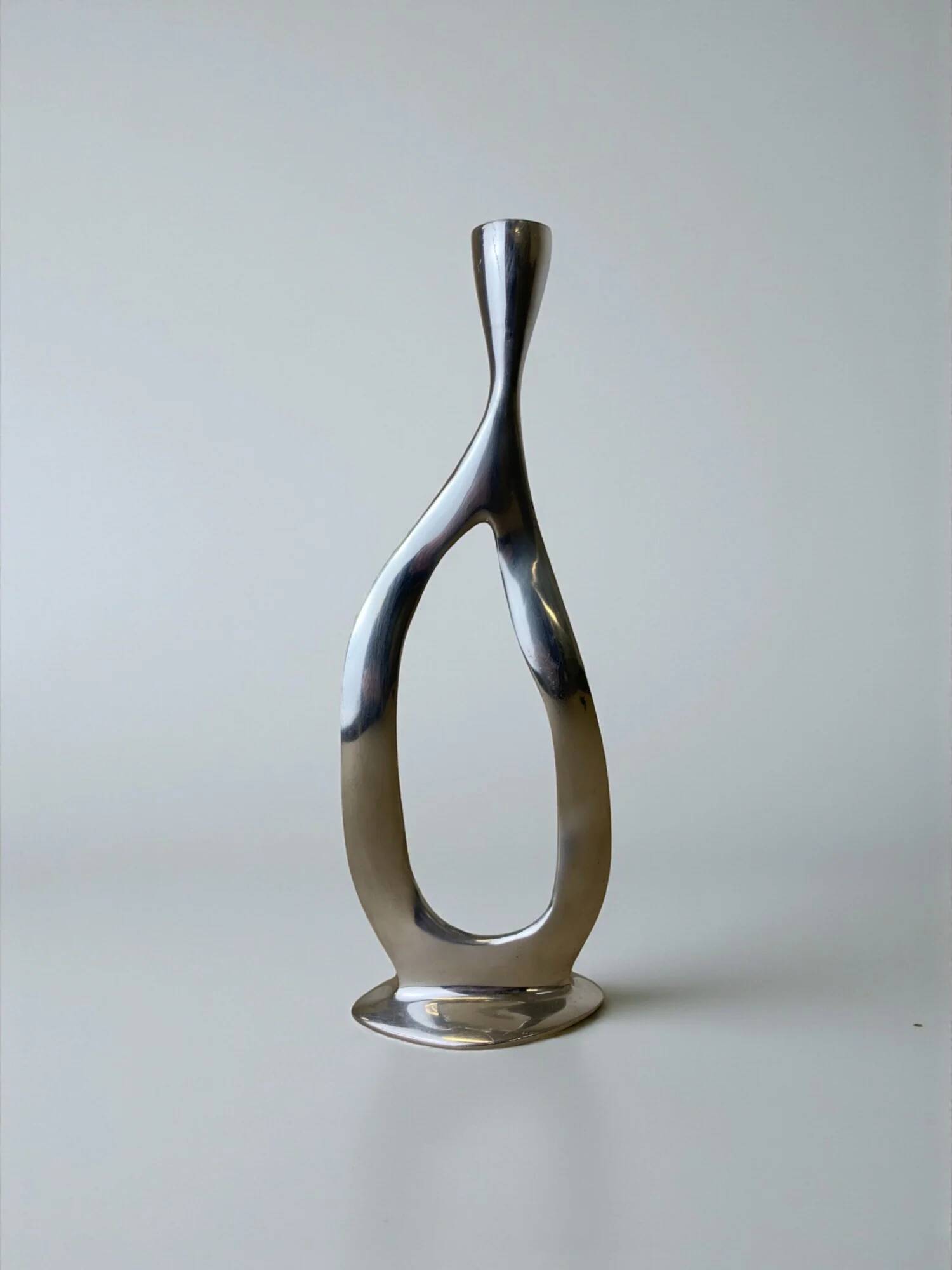 Biomorphic candleholder, solid aluminium, Spain, circa 1970