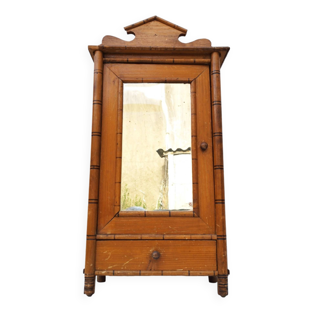 Armoire Miniature Ancienne Pour Poupée - Style Faux Bambou (France)