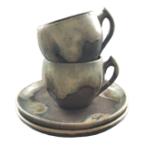 Set of 2 flamed brown stoneware cups