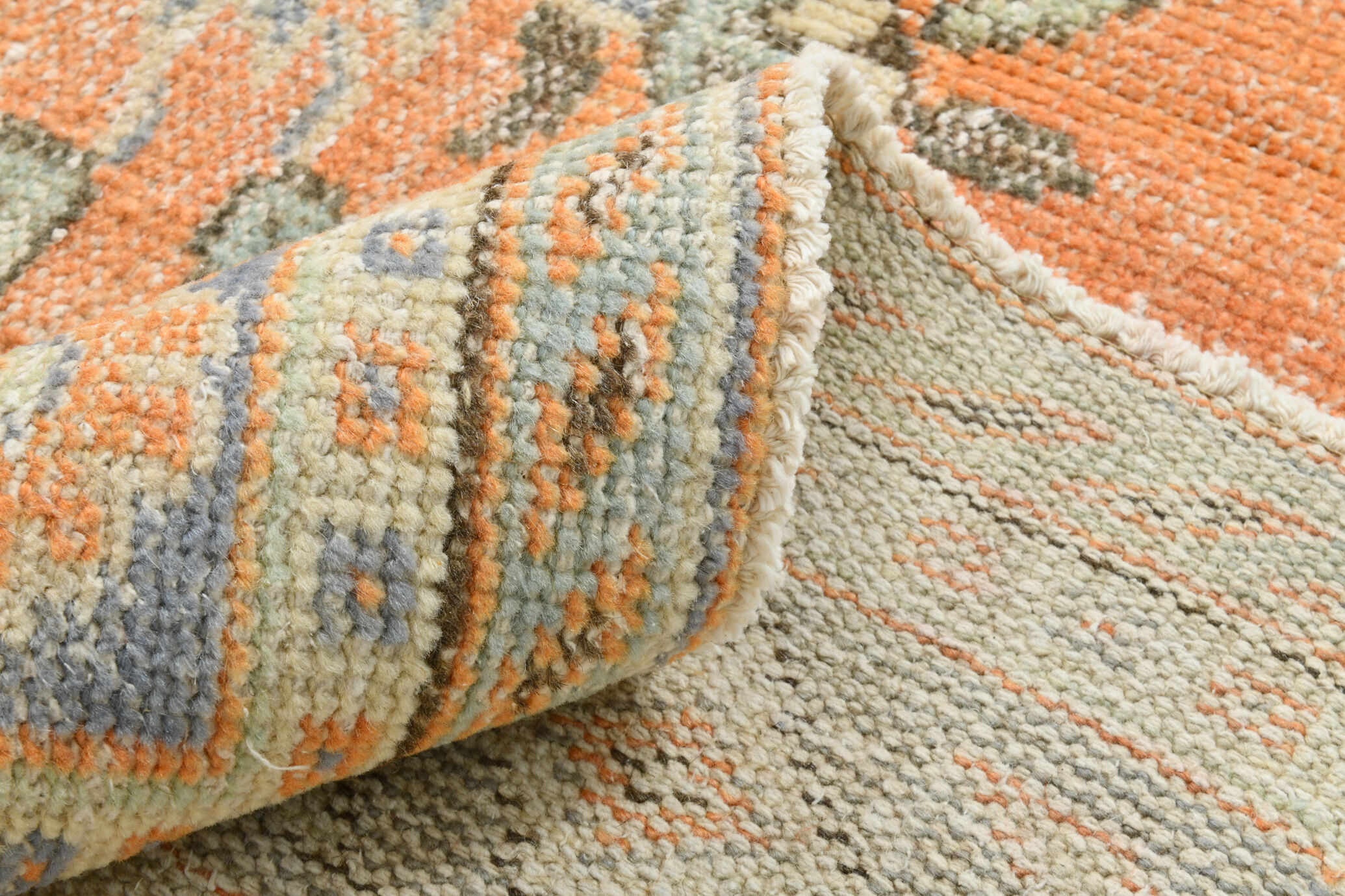 Coral orange 62s vintage rug, 226x331cm
