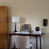 Antique Italian desk table, walnut and marble, Naples, 19th century.