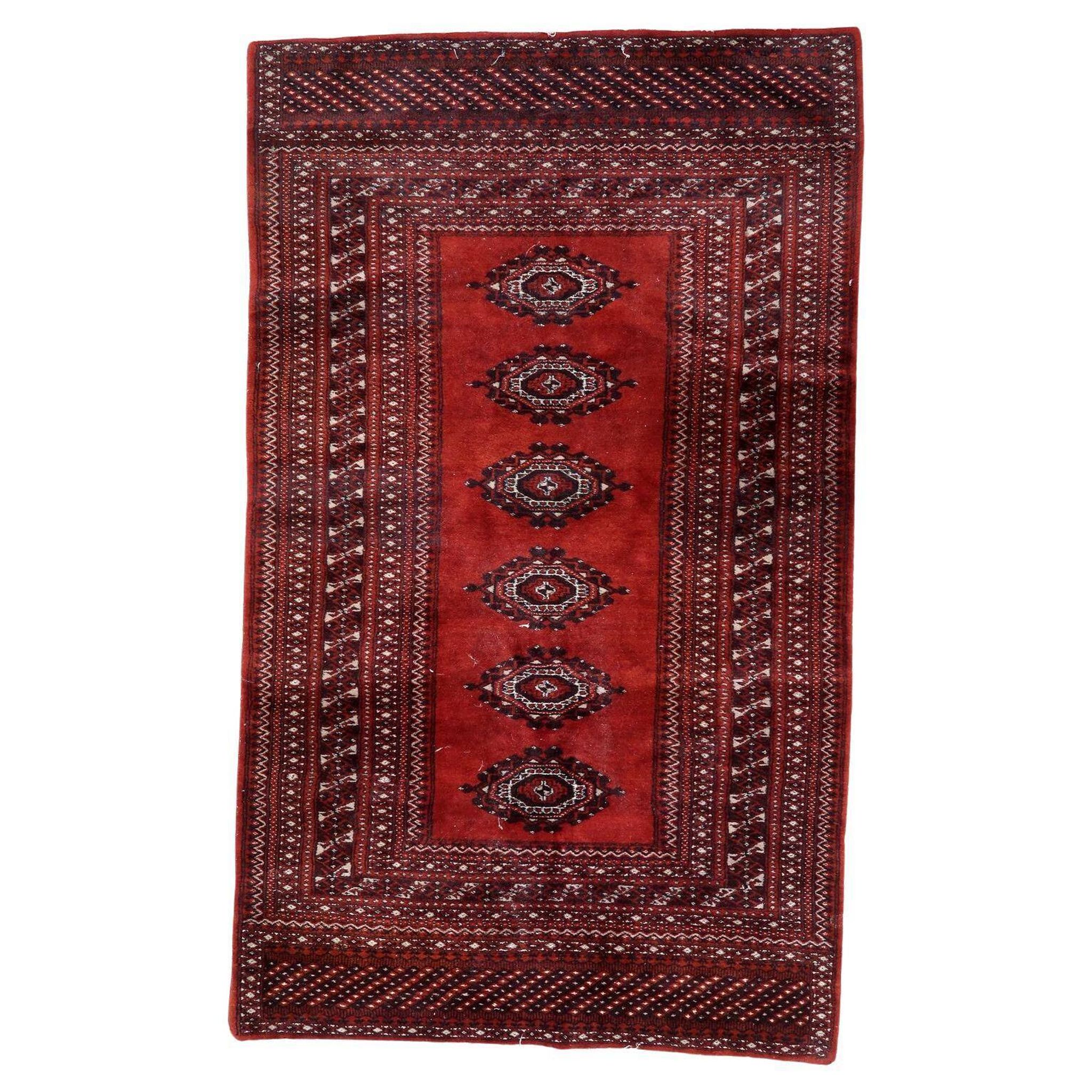 Tapis Boukhara ouzbek vintage fait main, 91 cm x 155 cm, années 1950