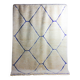 Vintage berber rug in ivory and blue wool