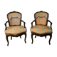 Convertible armchairs Louis XV era in walnut moulded and cannes