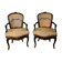 Convertible armchairs Louis XV era in walnut moulded and cannes