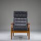 Mid-Century Modern FD 164 Armchair in Teak and Black Leather by Arne Vodder
