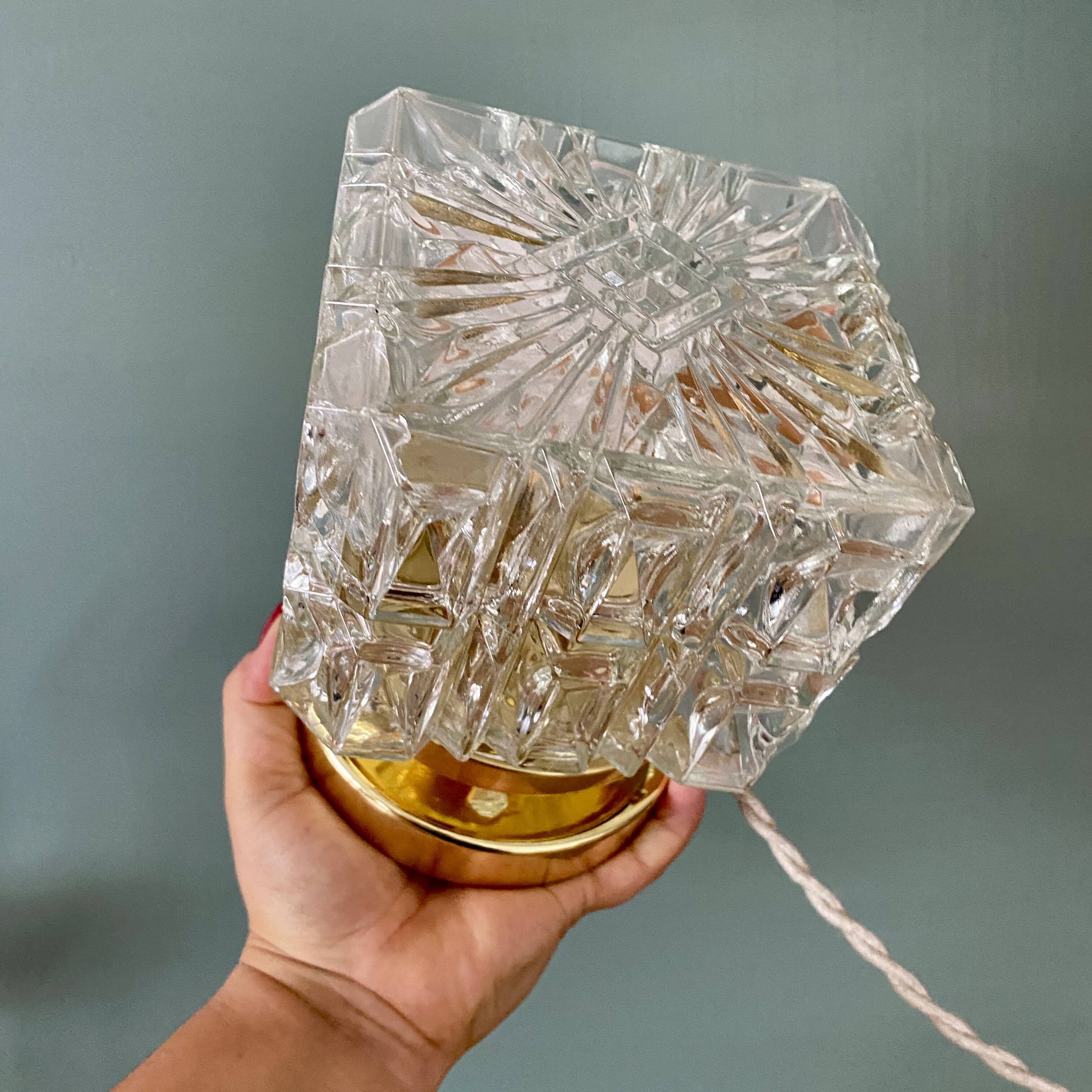 Vintage globe table lamp in molded glass