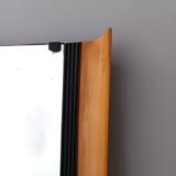 Rectangular Ebonized beech and Maple Wall Mirror Attr. to Paolo Buffa, Ital