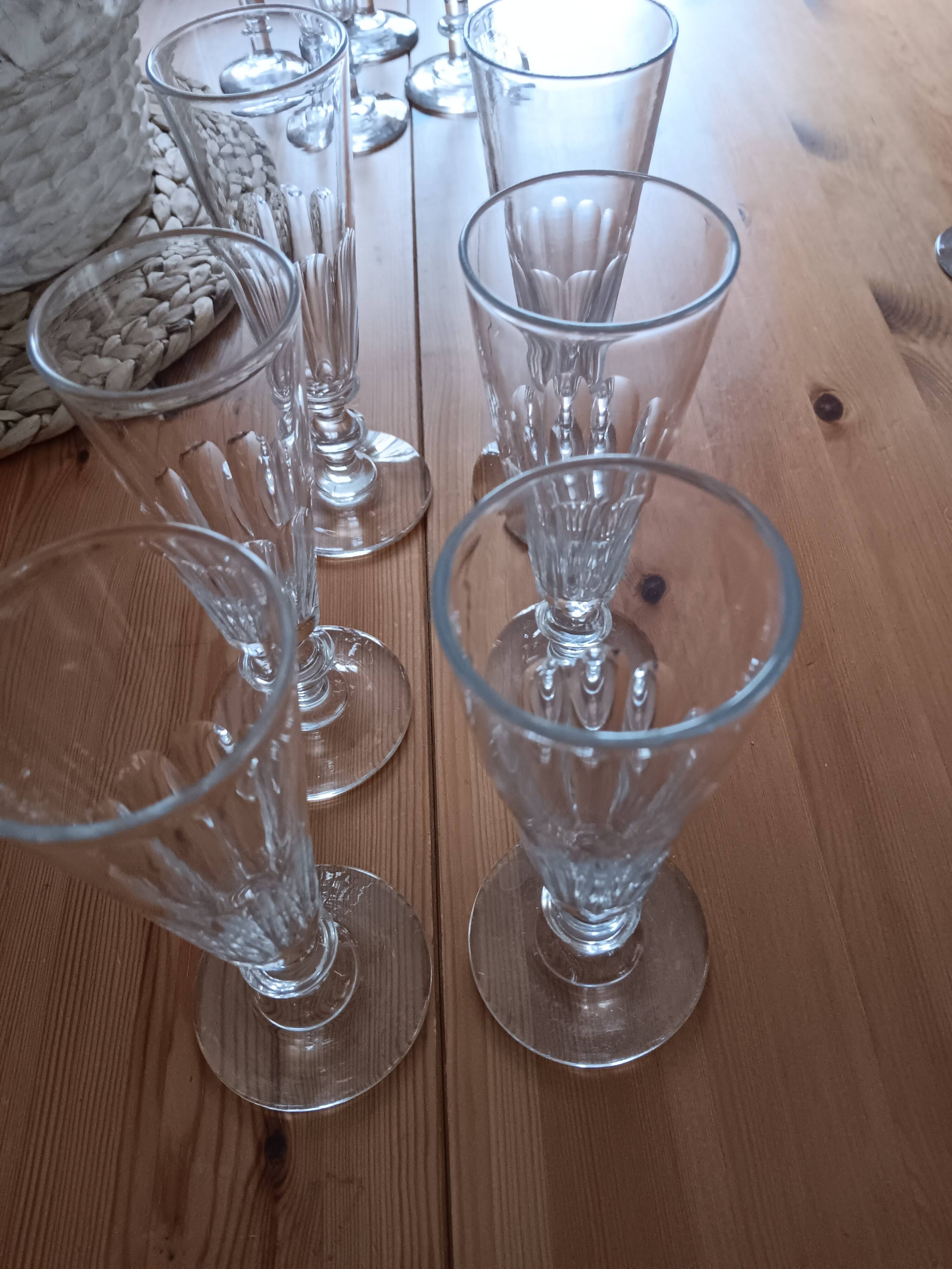 6 antique champagne flutes