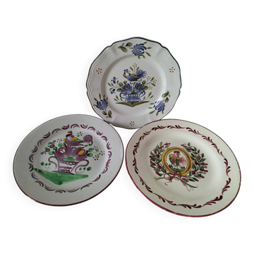 Trio of plates with rooster - Eastern earthenware