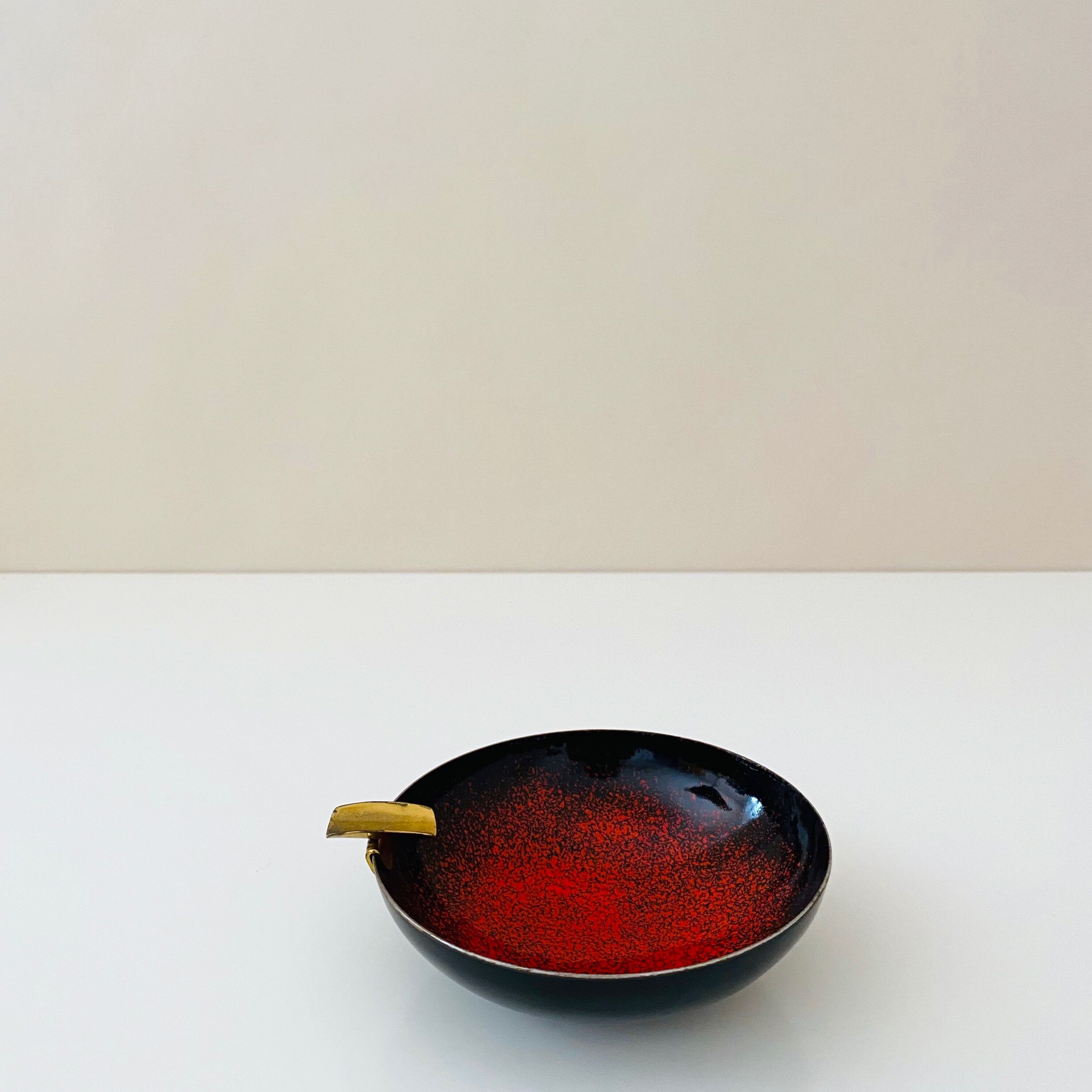 Enameled ashtray, vintage enamel bowl, mid century bar accessories.