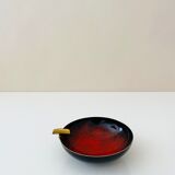 Enameled ashtray, vintage enamel bowl, mid century bar accessories.