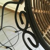 Tripod side table in rattan and iron