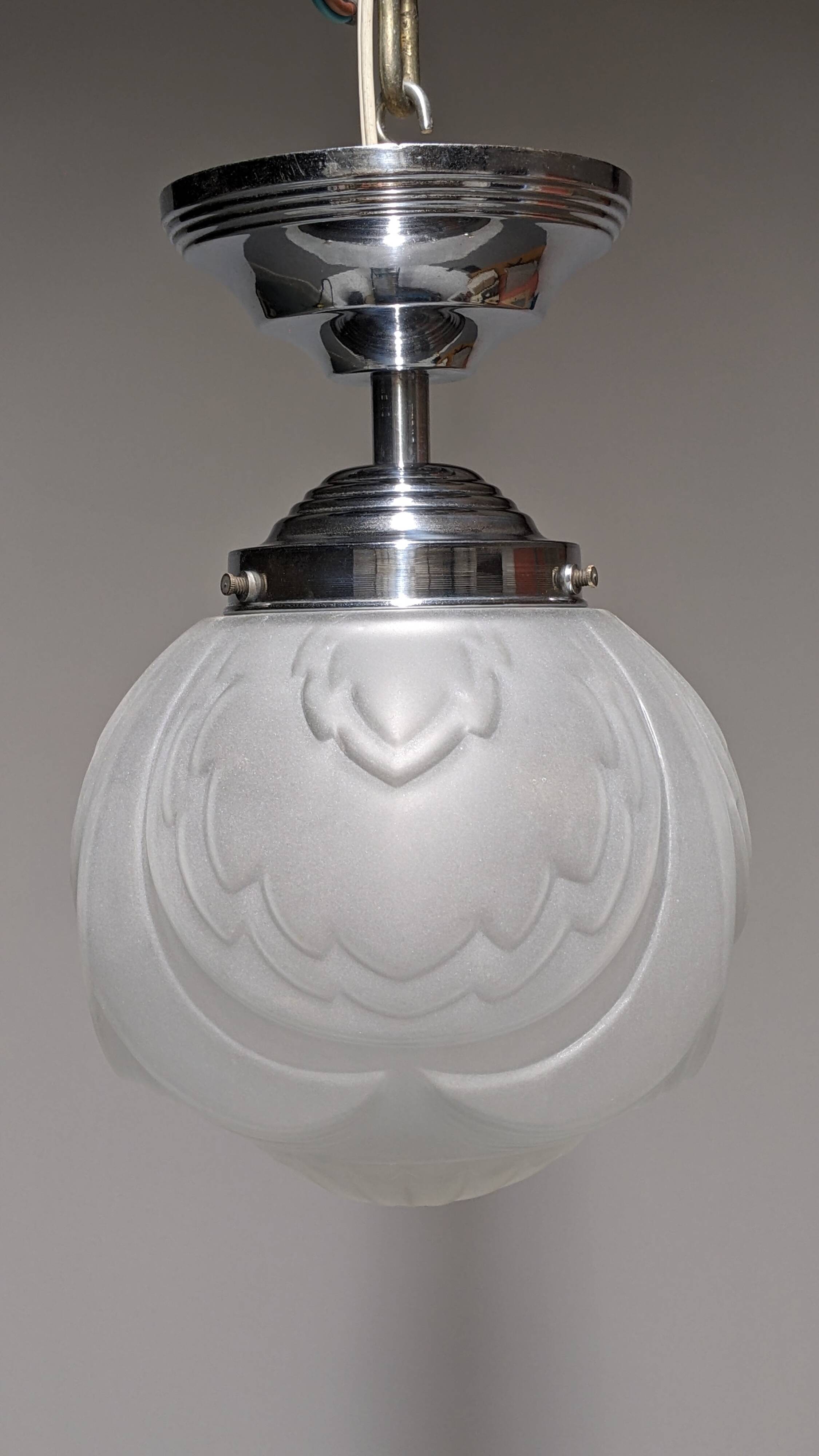 Art Deco ceiling light in frosted glass circa 1930