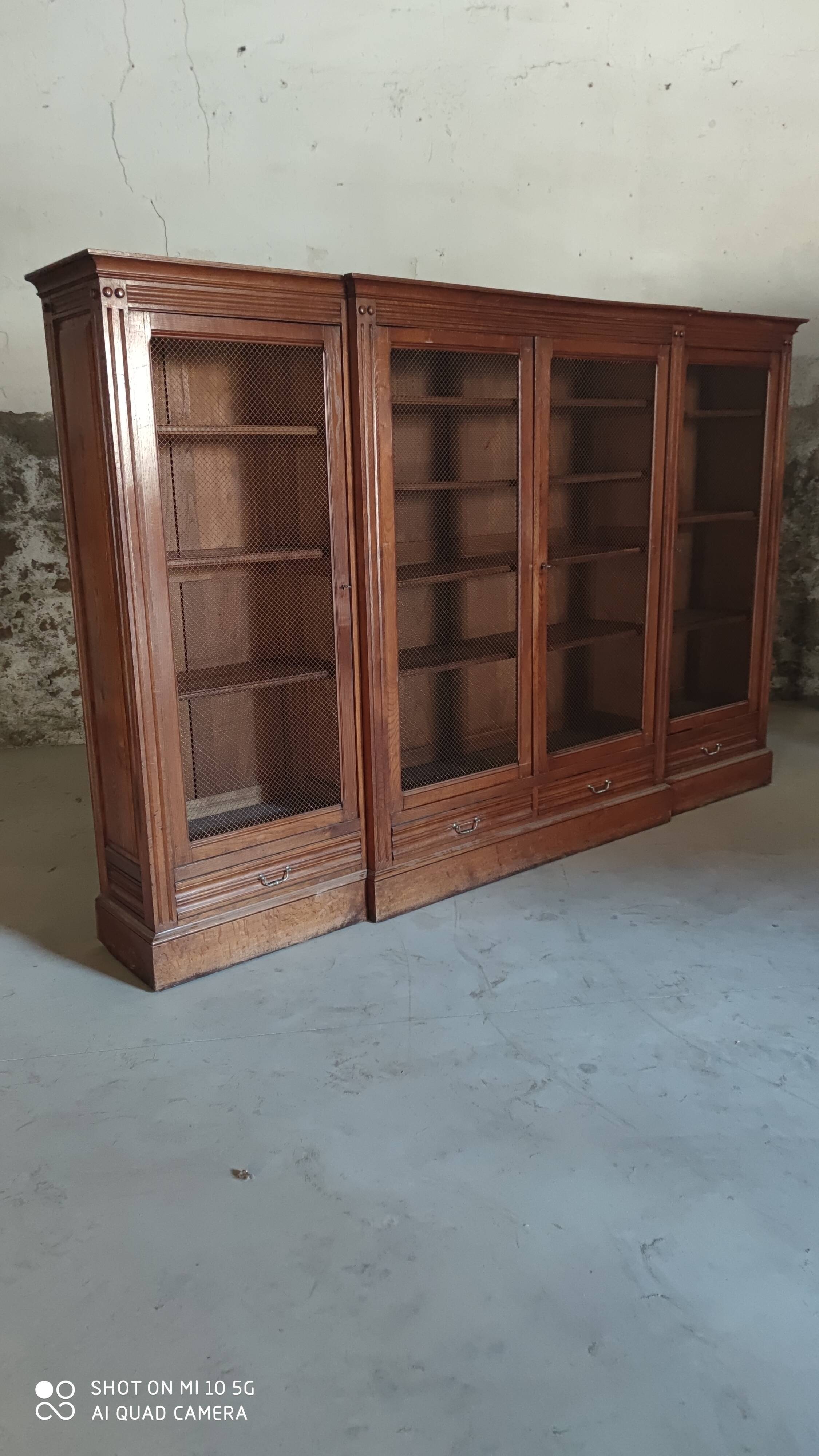 Solid oak library late 19th century around 1890