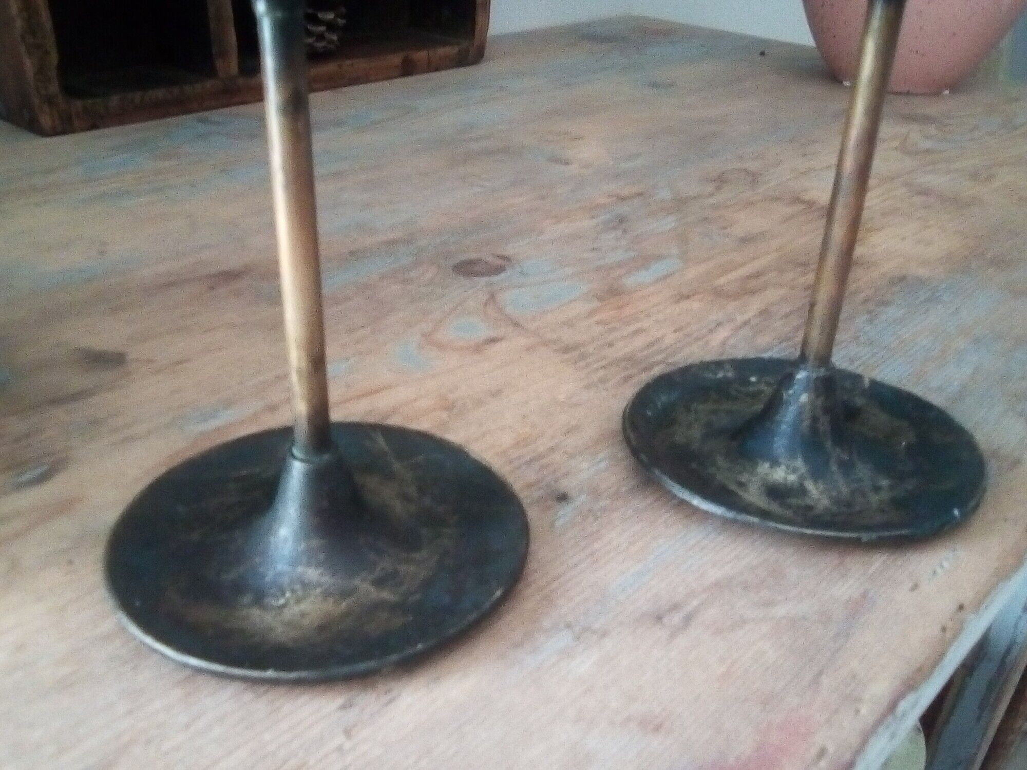 Pair of vintage Scandinavian brass candlesticks