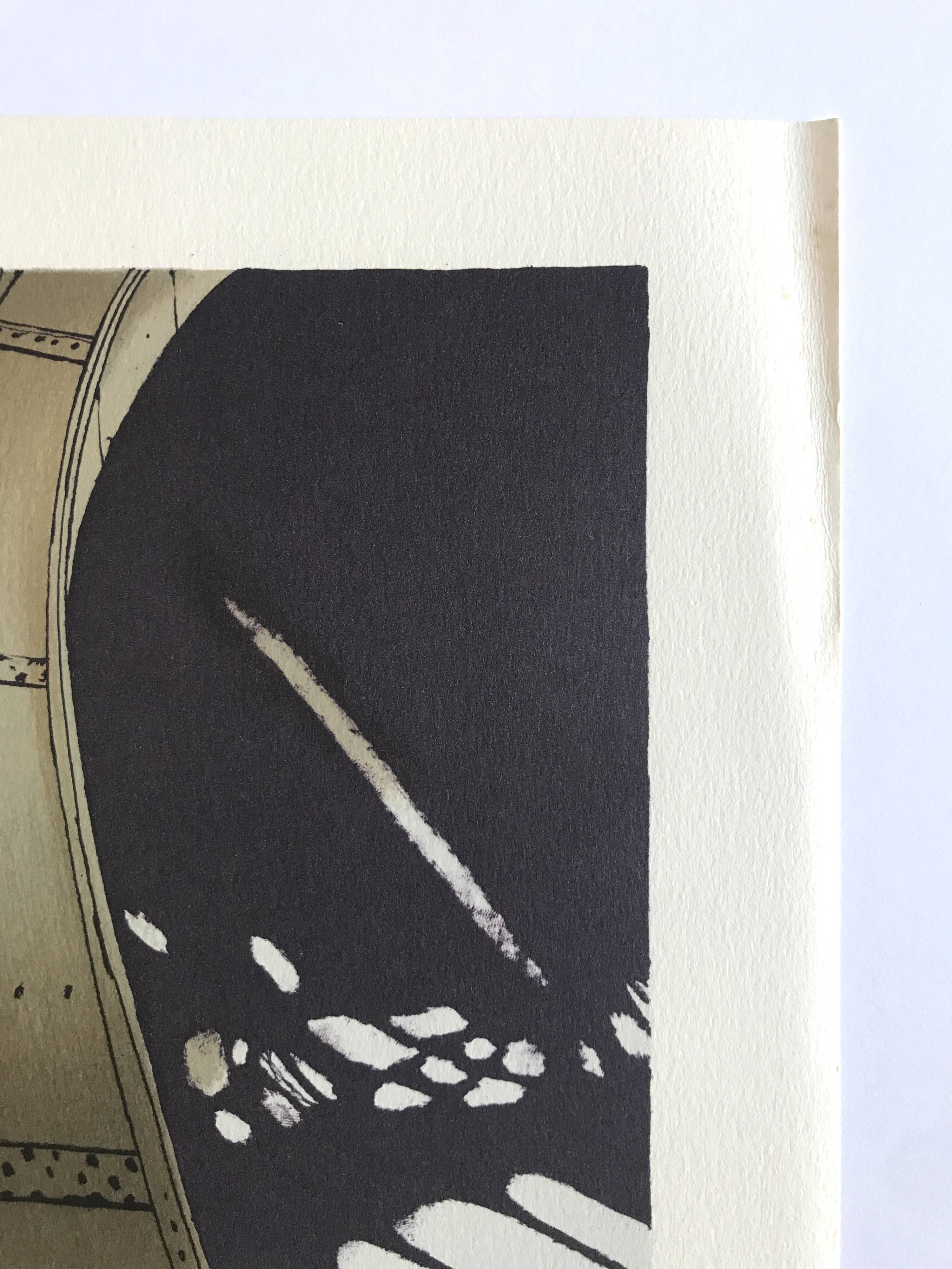 Alain le foll, metal tower, 1978. original lithograph signed in pencil.